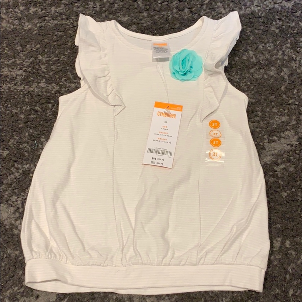 🎀 NWT Gymboree 3T Girl Top Mint Green White 🌼